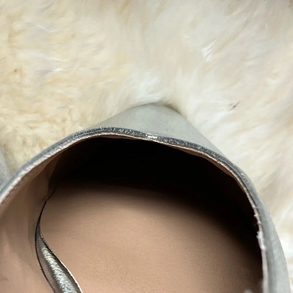 Silver Pointed Slingback Flats